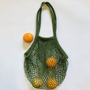 NWOT H&M Dark Green Cotton Mesh Shopping Tote